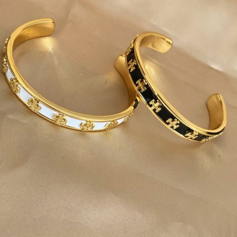 Tory Burch Enamel Logo Gold-plated Bracelet
